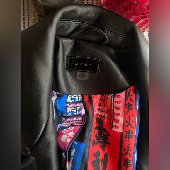 MOTHER  Jacket Womens Size XS Black The Long Chopper Faux Leather Regular Fit - Picture 15 of 16